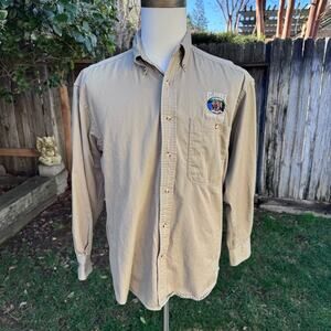 Texx Canada St. Johns Fishing Lodge Work Shirt Khaki Men’s Small Button Front
